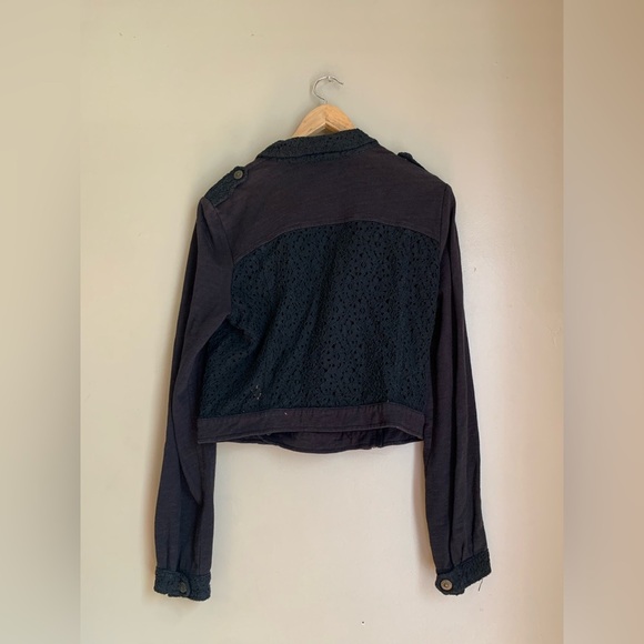 Free people black knit and lace jacket coat boho bohemian festival - Picture 6 of 7